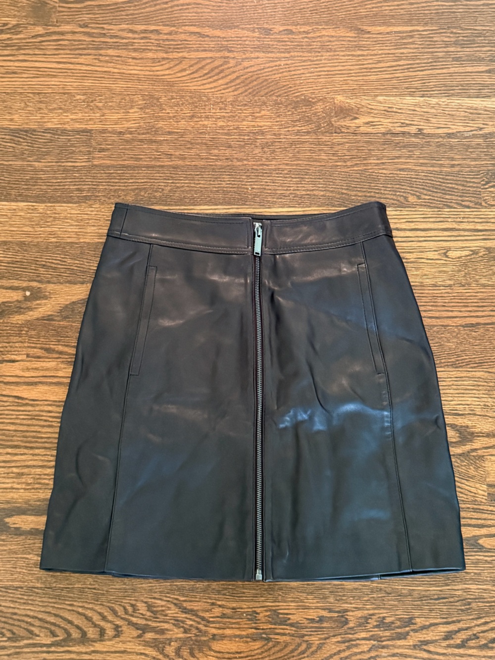 Danier Black Leather Skirt with Front Zip